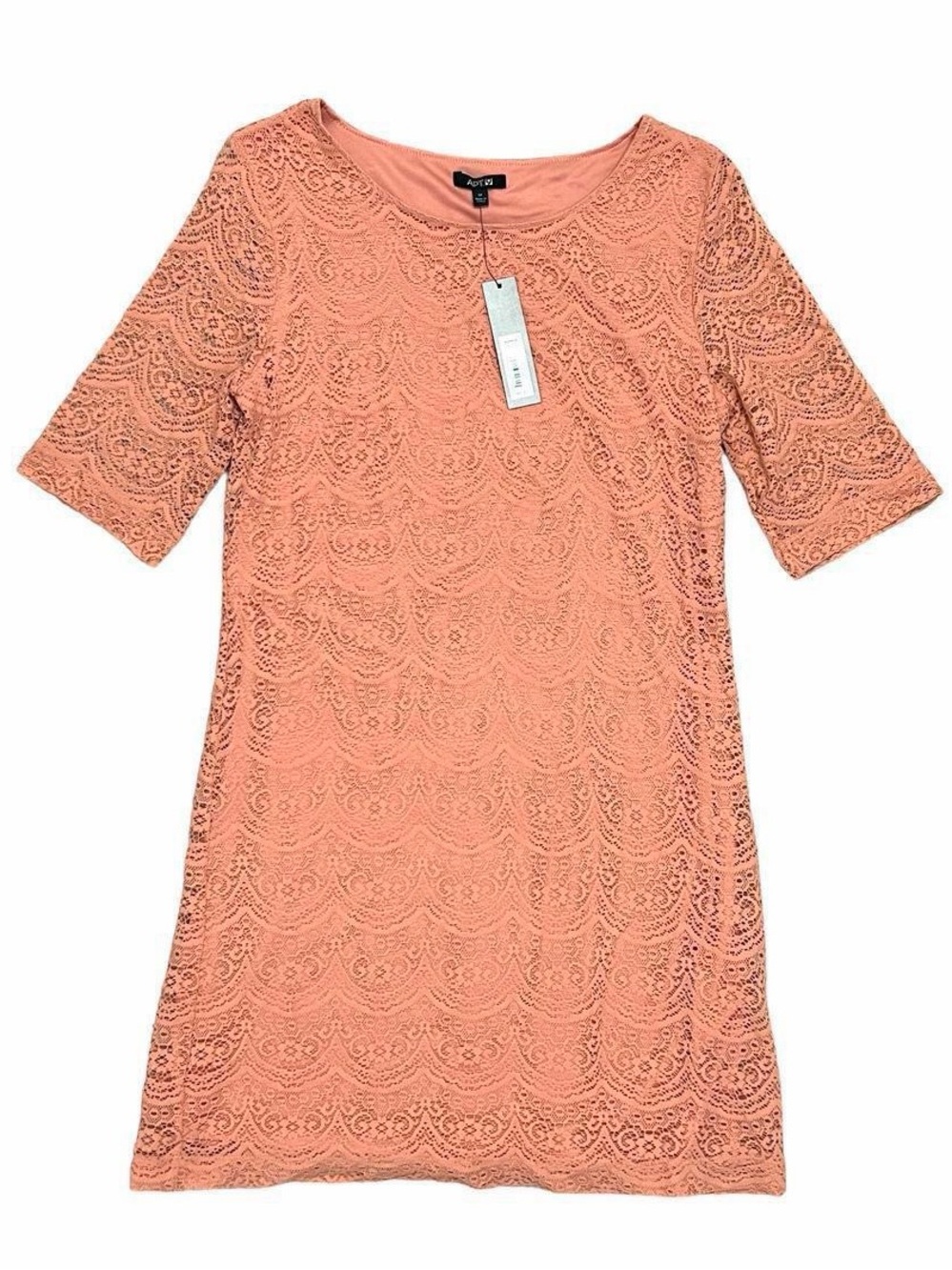 NWT Apt. 9 Elbow Sleeve Lace Sheath Dress Peach Pink Size Medium